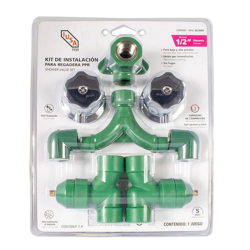 Iusa - Kit de Instalacion para Regadera PPR IUSA