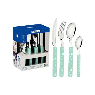 Juego cubiertos 16 piezas Bliss turquesa