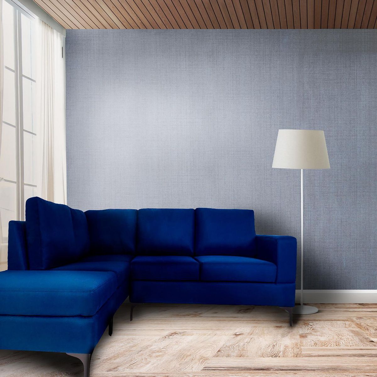 Sofá escuadra izquierda Niagara azul moonlight, marca Sochic - Foto 2