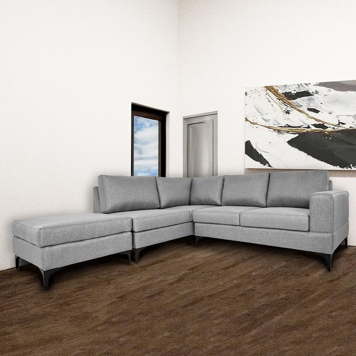 Sochic - Sofá escuadra izquierda Niagara gris mouse