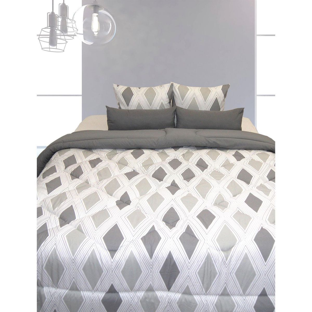 Just Home Collection - Edredón King Size Reversible Palermo Gris
