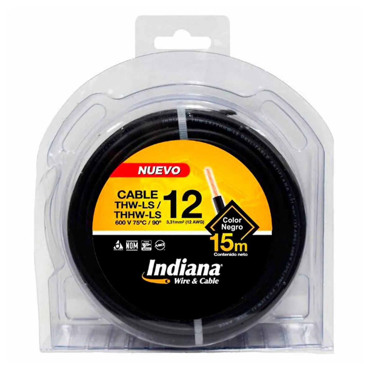 Cable Indiana THHW-LS #12 Negro 15 Metros, marca Indiana - Foto Principal