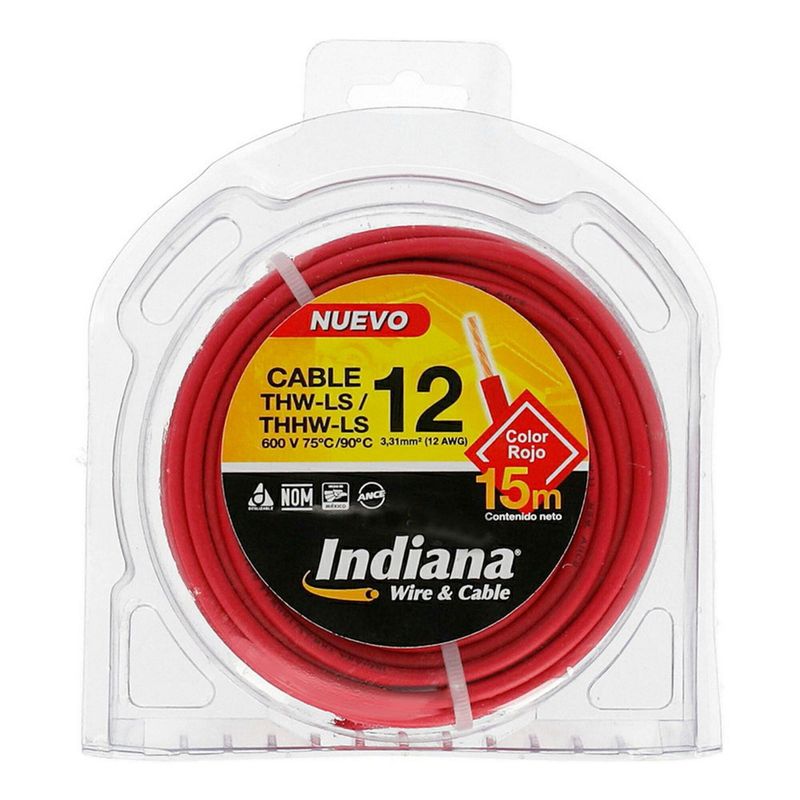 Indiana - Cable Indiana THHW-LS #12 Rojo 15 Metros