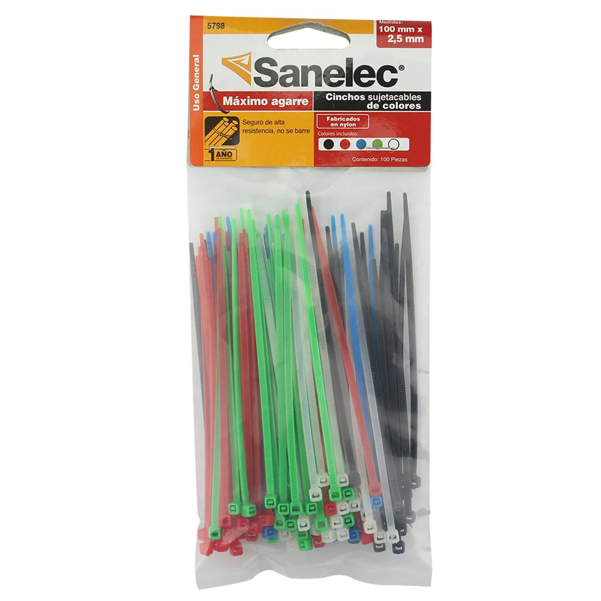 Sanelec - Cinchos Plásticos 2.5 x 100 mm Sanelec