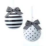Esfera vidrio blanco / negro 10 centímetros