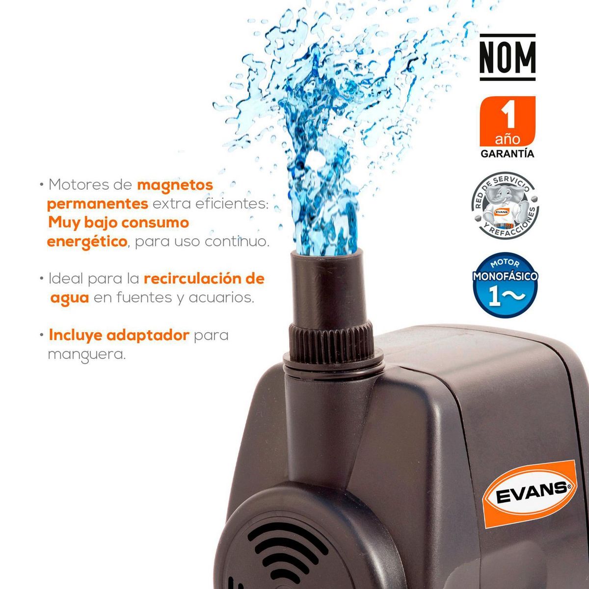 Bomba Fuente 30 Watts para Fuentes de Ornato, Estanques y Peceras, marca Evans - Foto 2