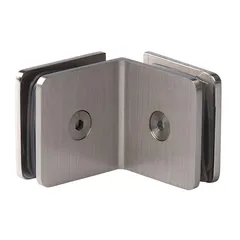 Clip Vidrio-Vidrio a 90º para Vidrio Templado de 10 a 12 mm. El Vidrio Requiere Perforación.