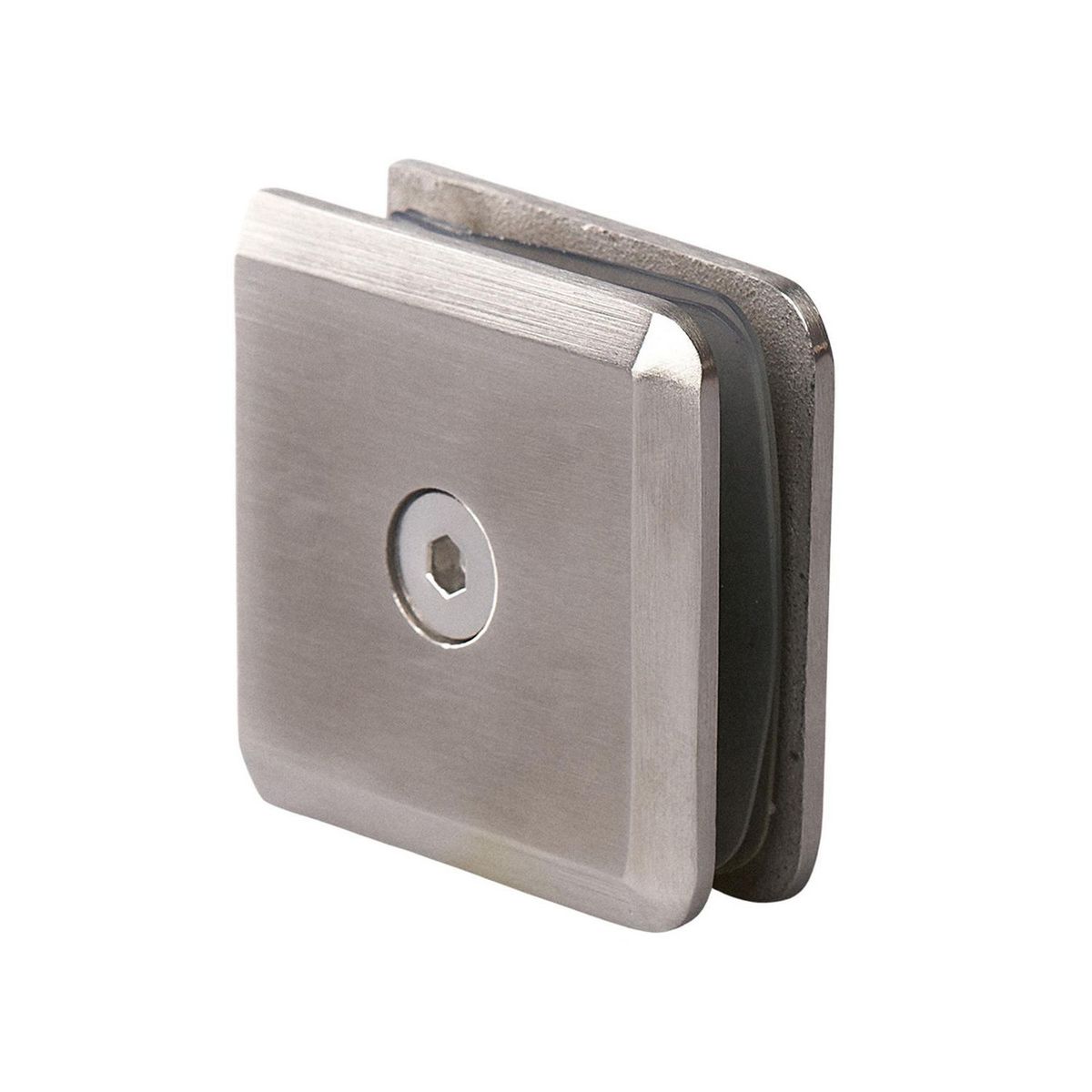 Bruken - Clip Biselado para Vidrio Fijo con Resaque para Vidrio Templado de 10 A 12 mm