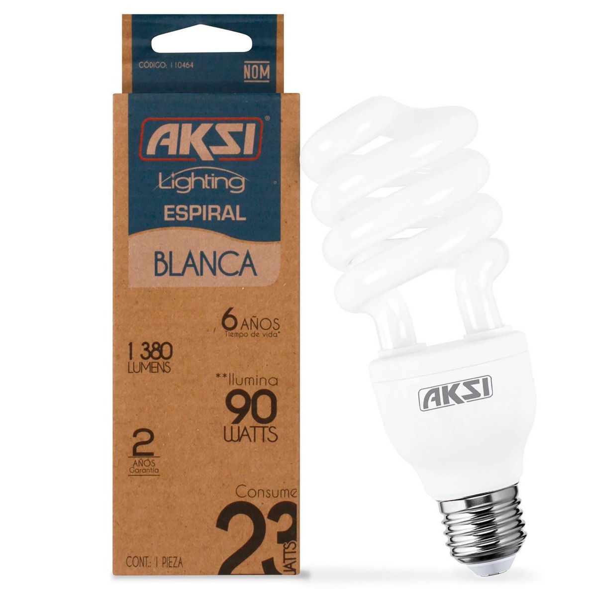 Foco Espiral Luz Blanca E27, marca Aksi - Foto 2