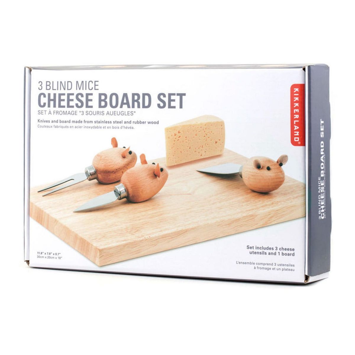 Kikkerland - Tabla para cortar quesos con 3 accesorios