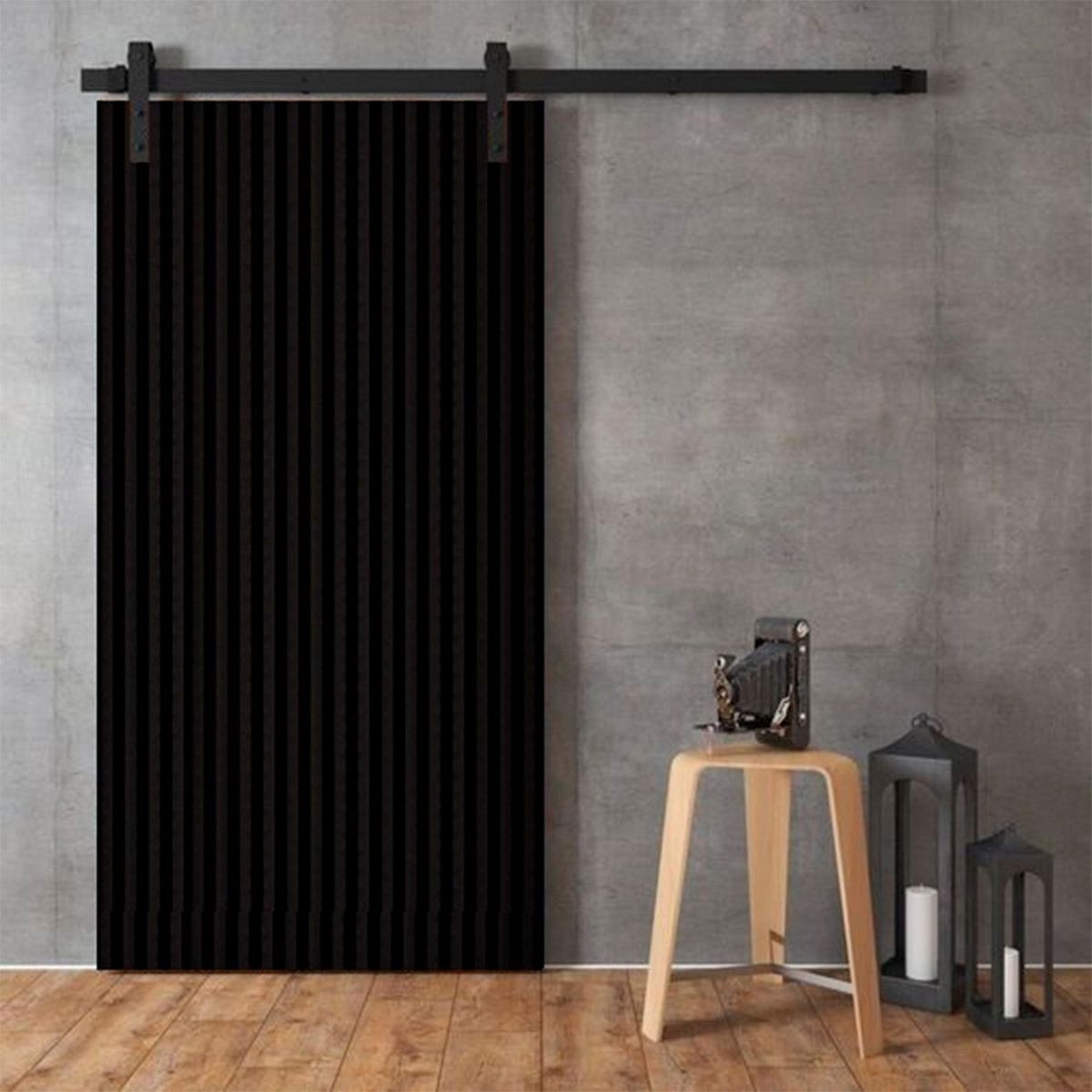 Merlon - Puerta Corrediza Barn Door Negra 90 x 220 cm