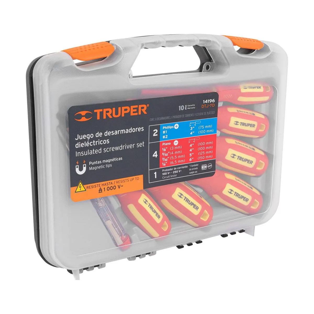 Truper - Juego de 6 Desarmadores Dieléctricos y 1 Probador de Corriente Truper