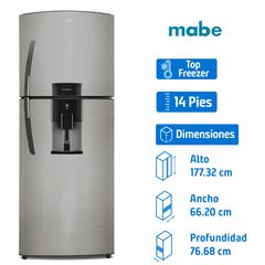Refrigerador Mabe 14 pies 3 Top Freezer Gris Rme360Fgmrm0