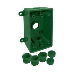 Caja Rectangular No Metálica 3 Orificios Roscados de 1/2” o 3/4” Verde