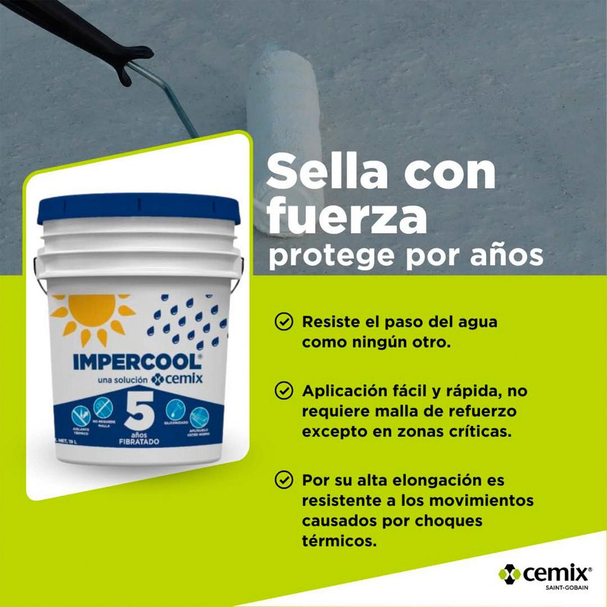 Impercool - Impermeabilizante Fibratado Impercool 5 años 22.7l