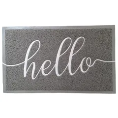 Tapete para entrada Hello de 45 x 75 cm Gris