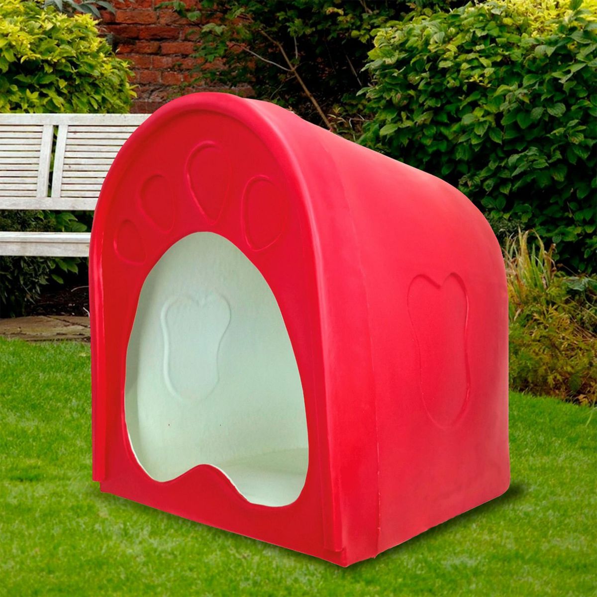 MERIDIAN PRO - Casa Mascota con Aditivo Antibacterial Roja Mediana