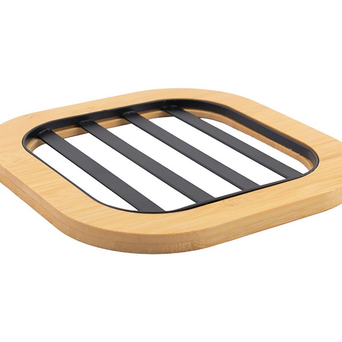 Portacaliente de metal con base de bambú, marca Top Choice - Foto Principal
