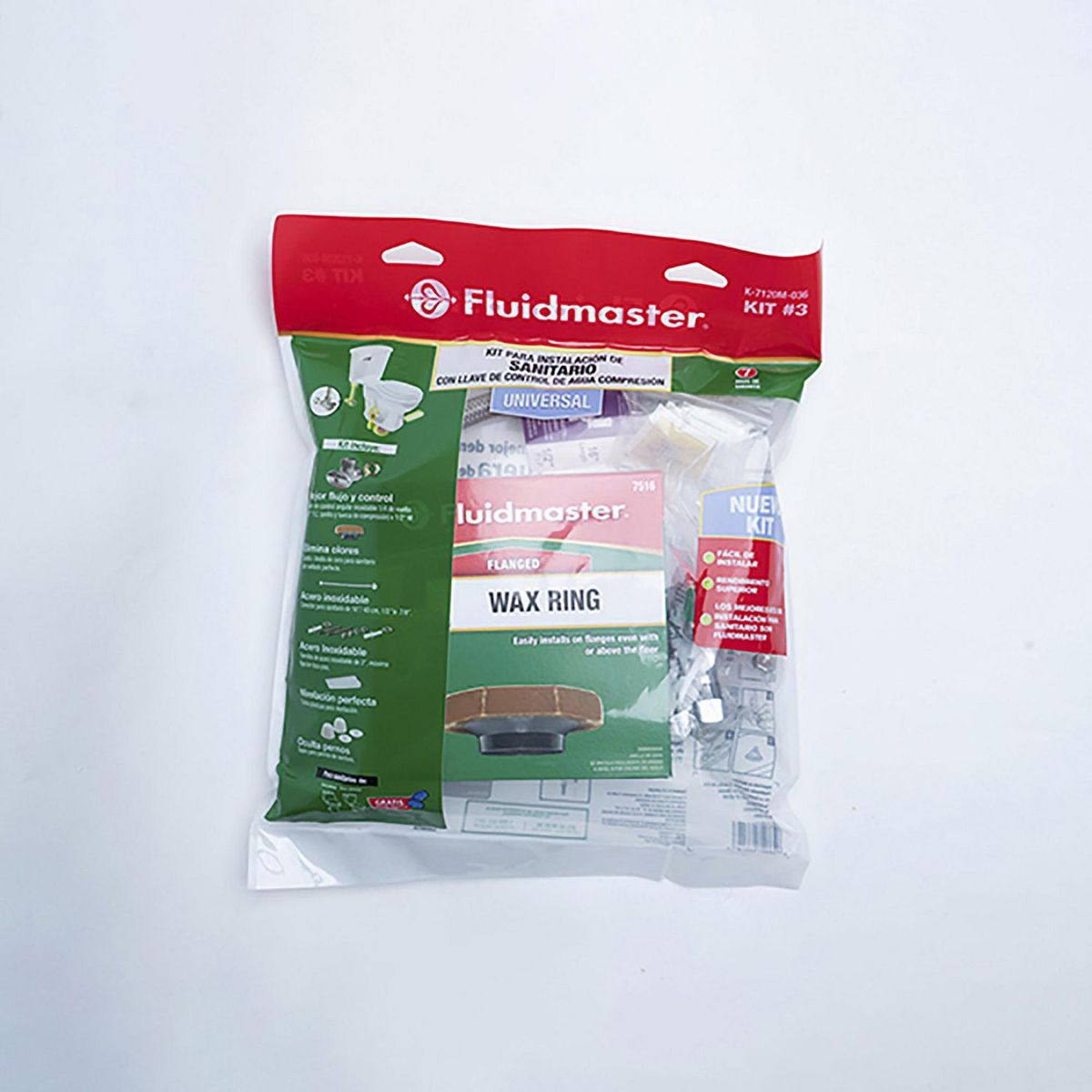 Fluidmaster - Kit de Instalacion para WC con Llave de Control de Compresion y Cuello Cera