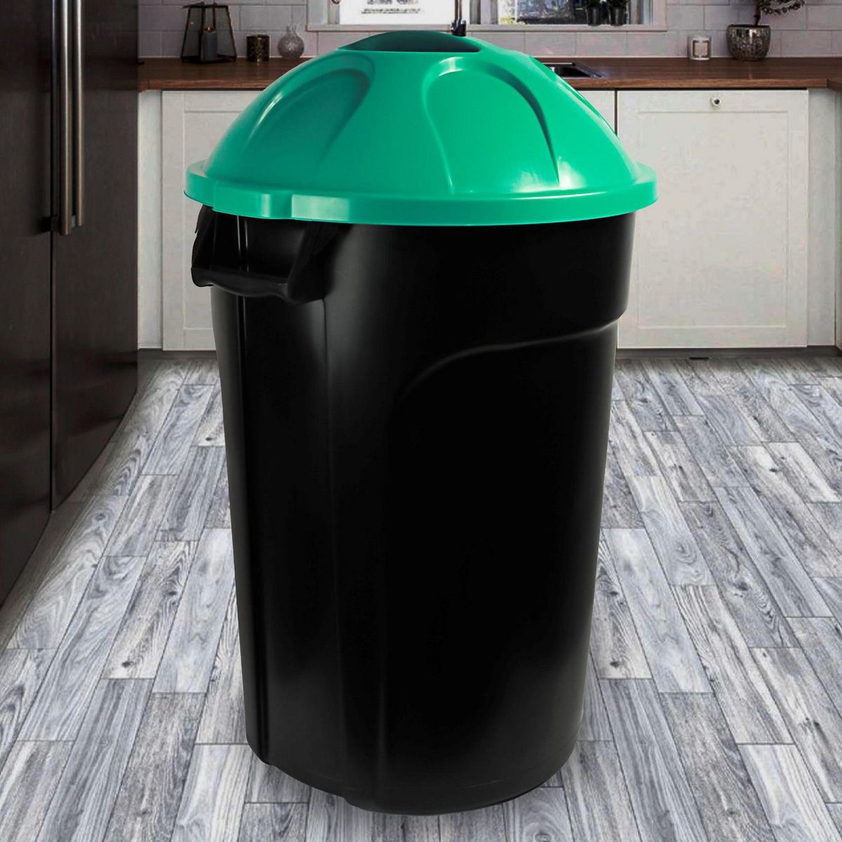 Bote de Basura Plástico con Tapa tipo Domo 100L Negro, marca Plasvic - Foto 2