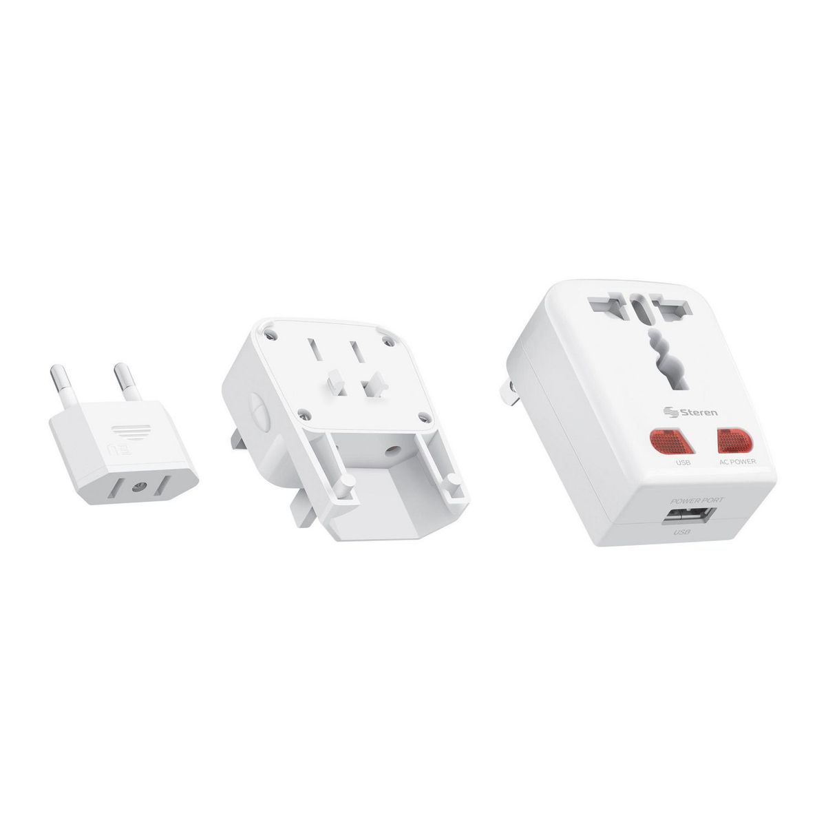 Steren - Adaptador Universal de Contactos para Viaje con Cargador USB