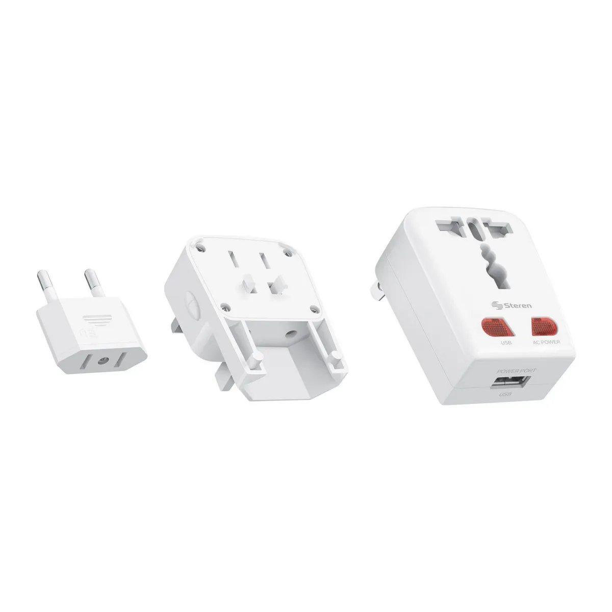 Steren - Adaptador Universal de Contactos para Viaje con Cargador USB