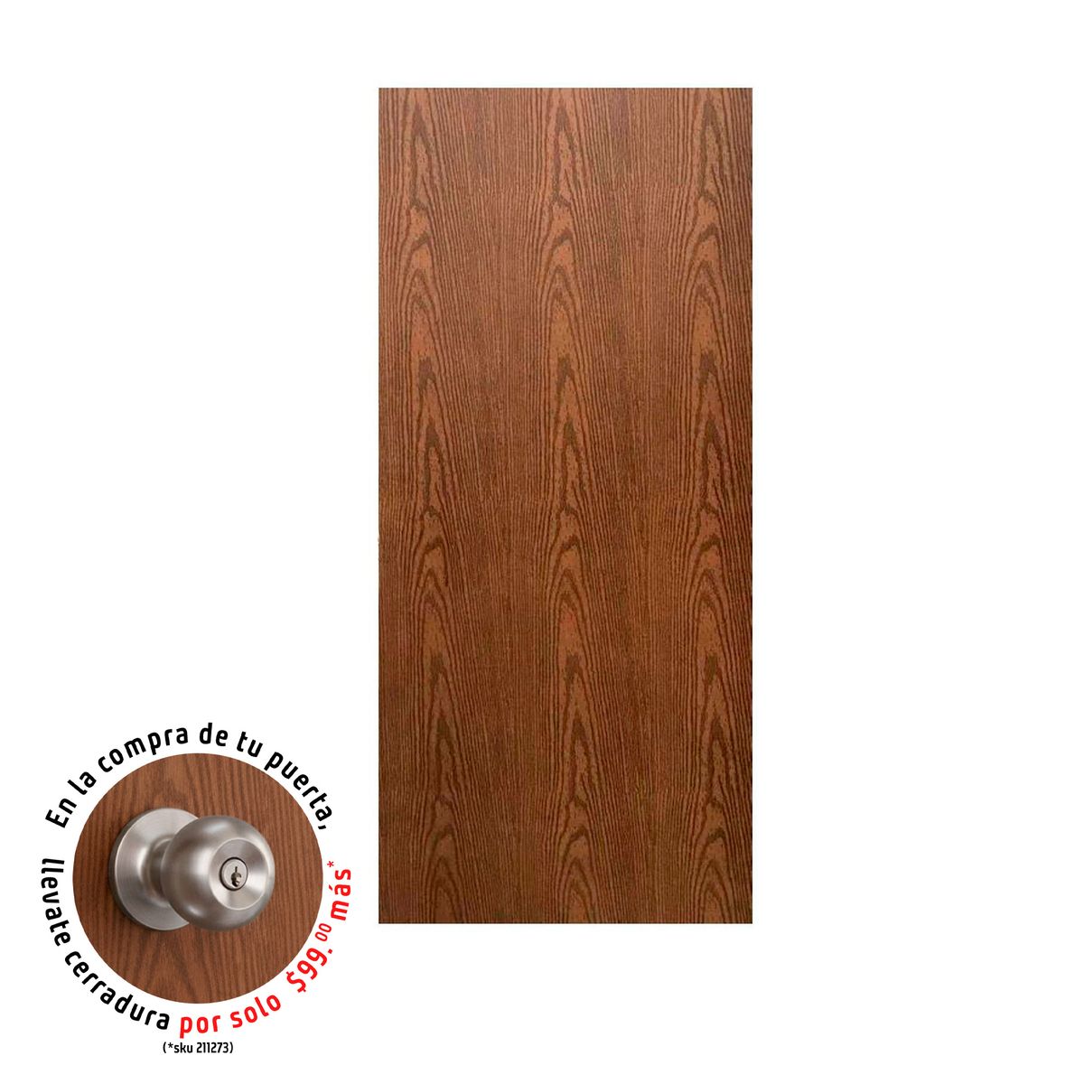 Puerta Tambor MDF Odisea Café 70 x 213 cm, marca Provepuertas - Foto Principal