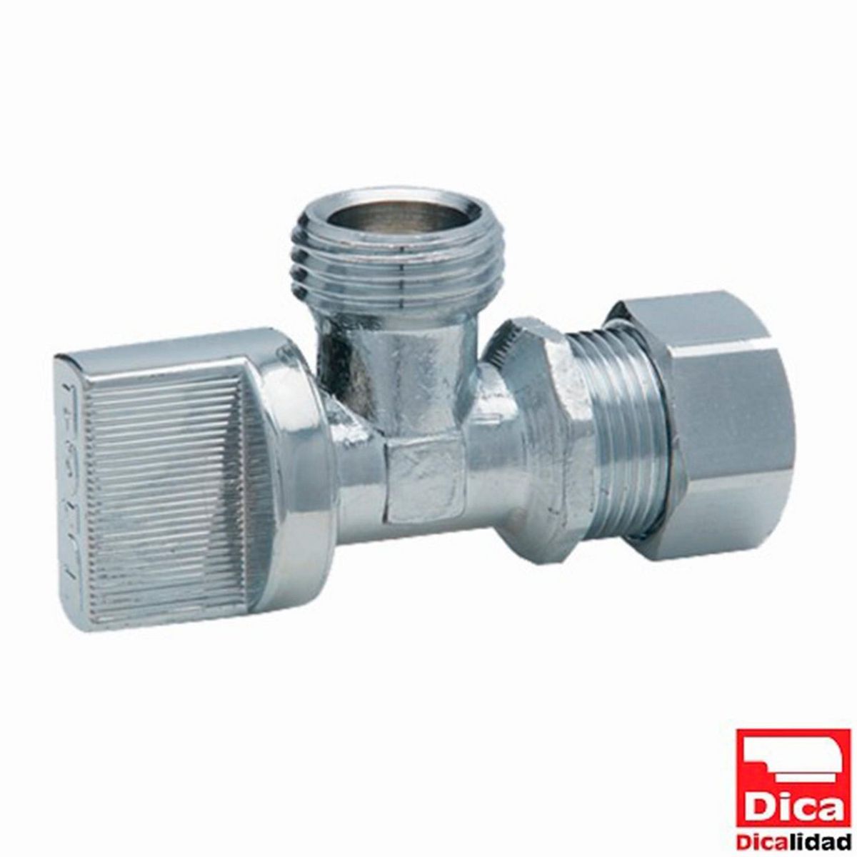 Dica - Llave de Control Angular de Latón con “Barrilito” sin Contratuerca