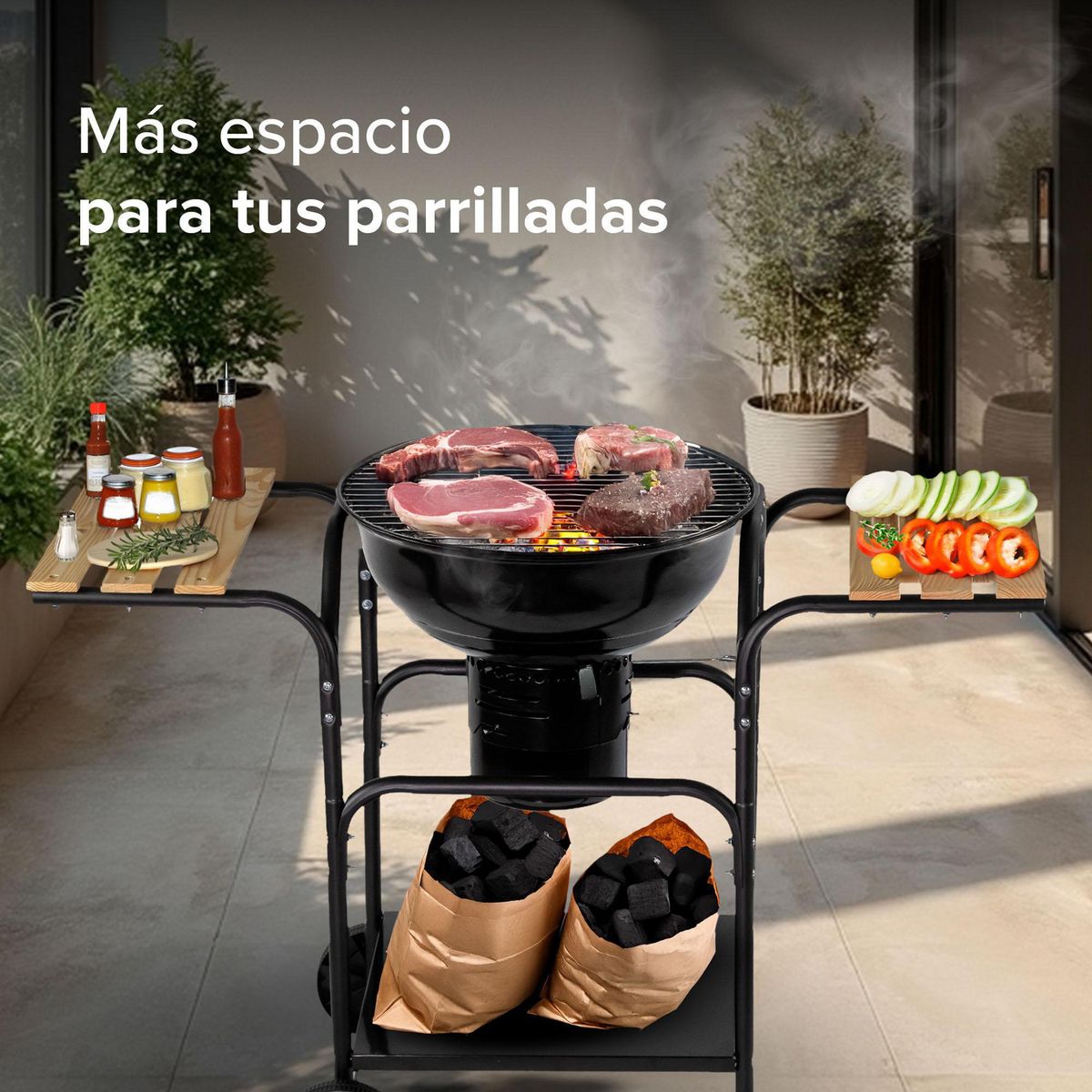 Avera - Asador de Carbón 18'' con Mesas Laterales