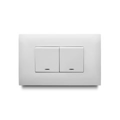 Apagador doble de 15 Amp con luz piloto, armado con placa vive, color blanco