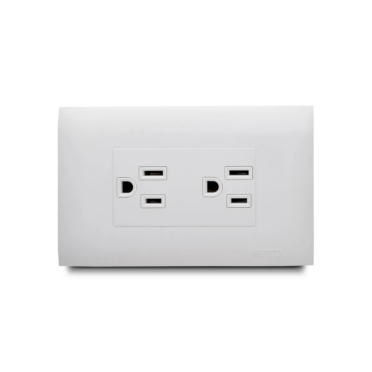 Veto - Contacto Doble Americano de 15 Amp, Blanco