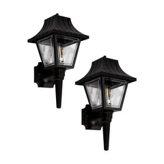 Kit de 2 lámparas para muro exterior Denali tipo E27 Negro