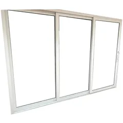 Pta Corrediza 3H, S920-86, Mco Blanco, Cristal simple, Vidrio Claro 330-340/220-230