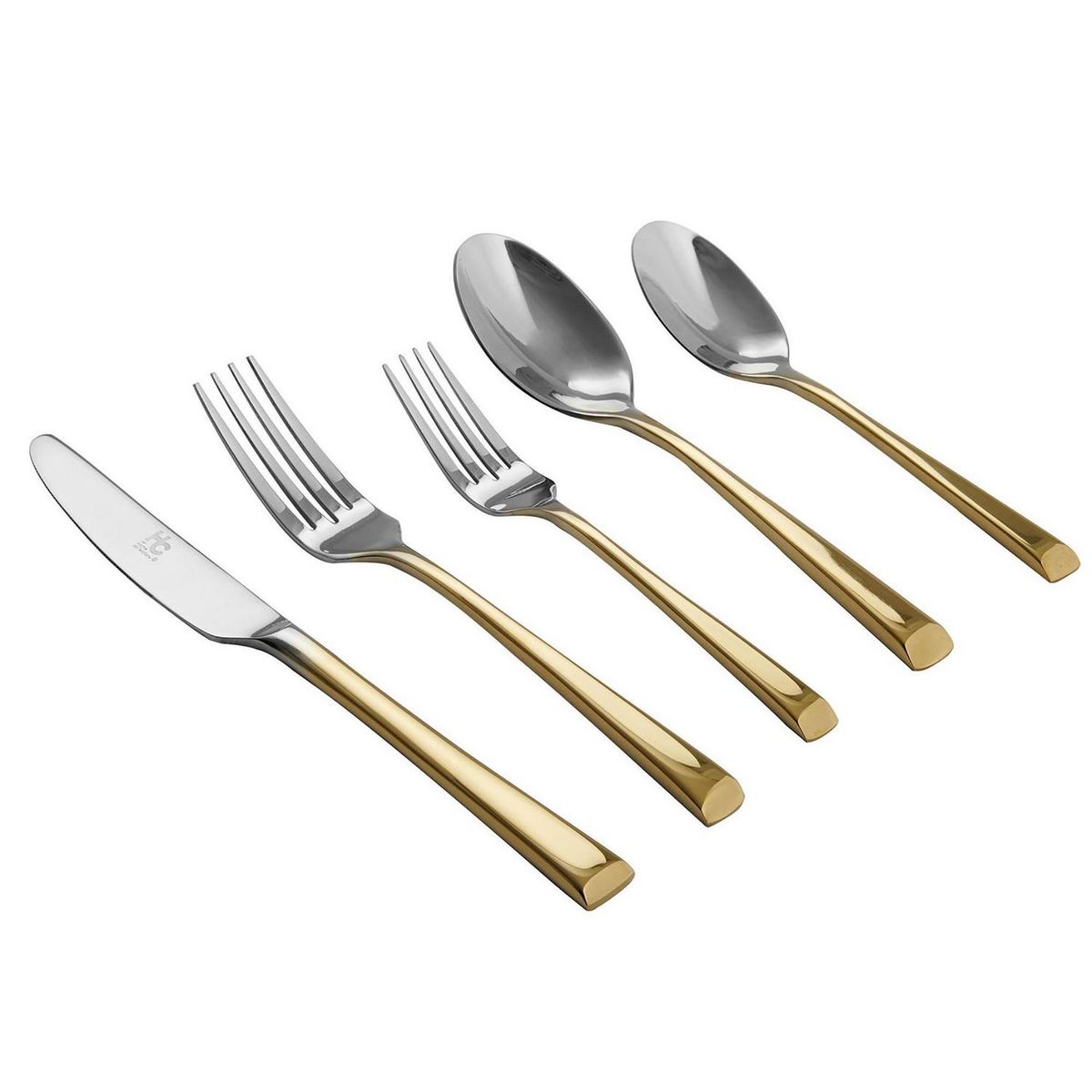 Just Home Collection - Set de cubiertos de acero inoxidable con mango dorado 20 piezas