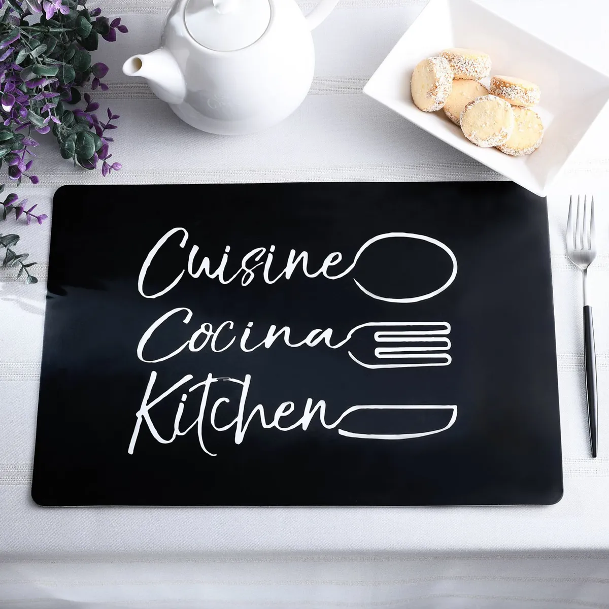 Individual Pvc Cocina Negro, marca Just Home Collection - Foto 2