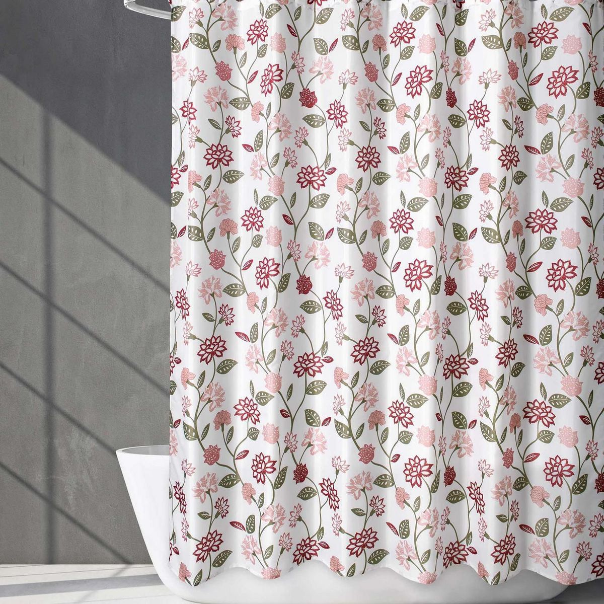 Just Home Collection - Cortina de baño c/g Flores 178x180cm.