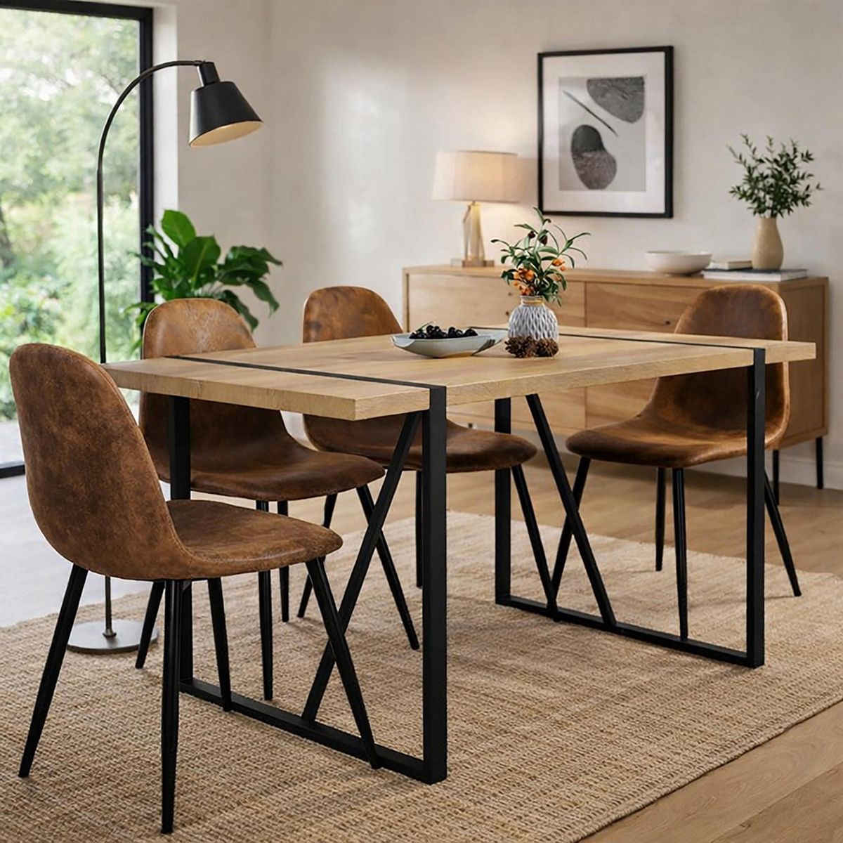 Just Home Collection - Set Comedor con 4 Sillas Vexa 80X140X76 cm