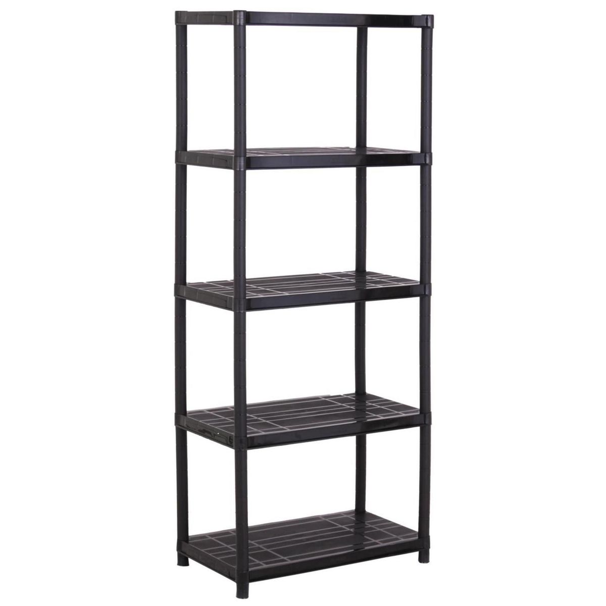 Rimax - Estante de plástico negro 5 niveles 38.3 x 168.5 x 71.2 cm