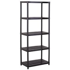 Estante de plástico negro 5 niveles 38.3 x 168.5 x 71.2 cm