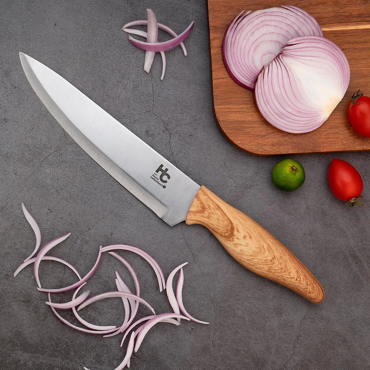 Cuchillo chef 25 cm mango plástico y madera, marca Just Home Collection - Foto 2