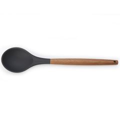 Cucharón de silicón gris mango de madera