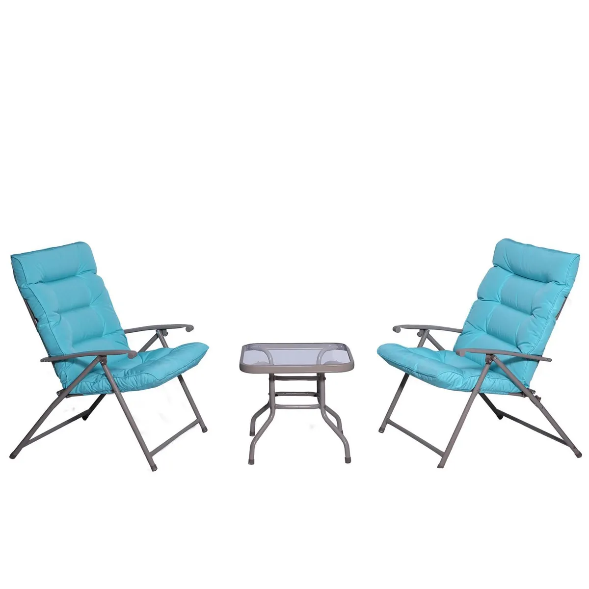 Just Home Collection - Juego de Balcón Sao Paulo Plegable Aqua 2 Personas