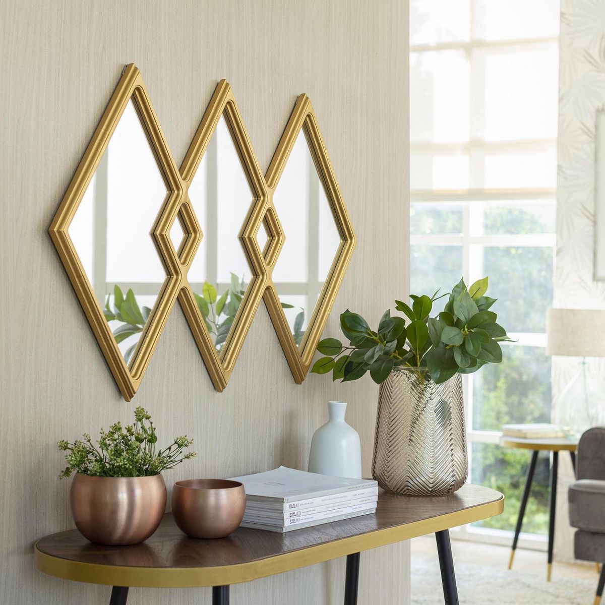 Espejo Decorativo Multiforma Rombos Triada de 62 x 97 cm Dorado, marca Homy - Foto 2
