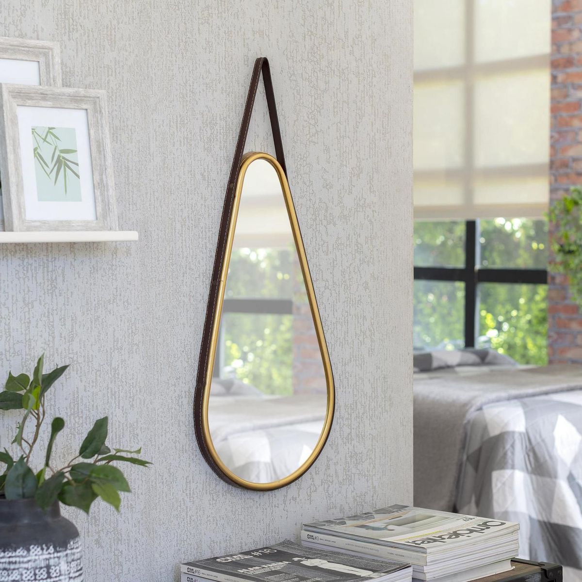 Homy - Espejo Decorativo Gota de 30 x 60 cm Dorado