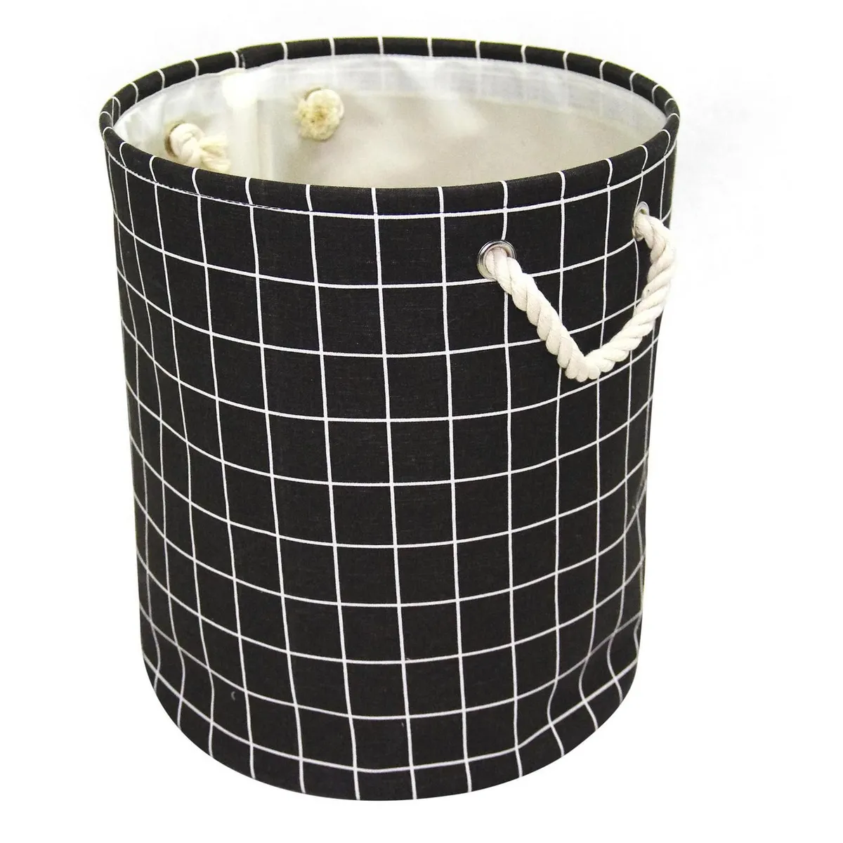 Just Home Collection - Cesto de ropa checker negro