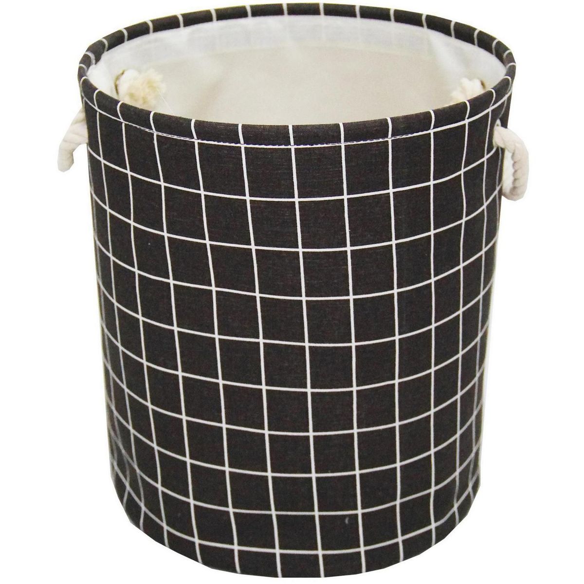 Just Home Collection - Cesto de ropa checker negro
