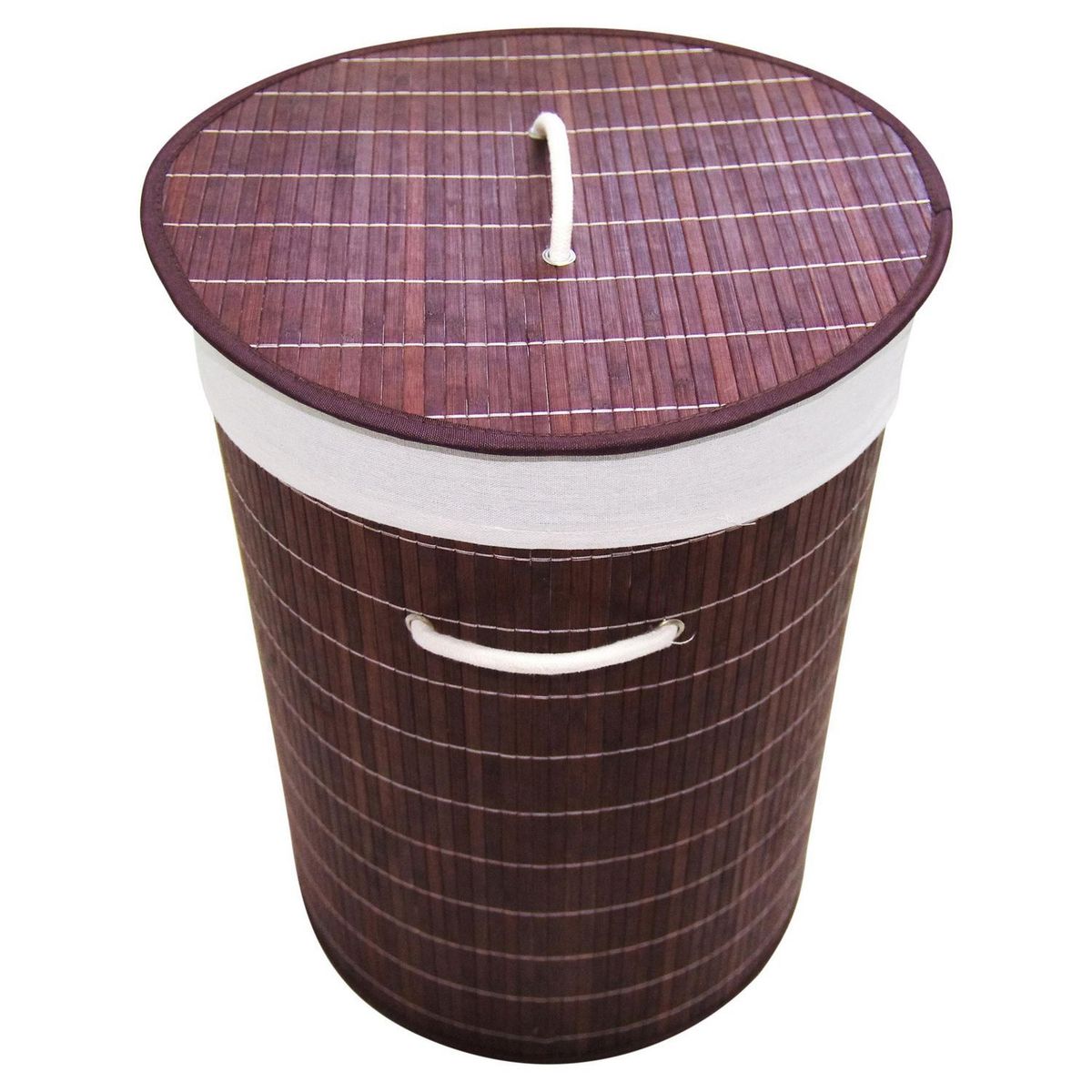Just Home Collection - Cesto de ropa redondo bambu café