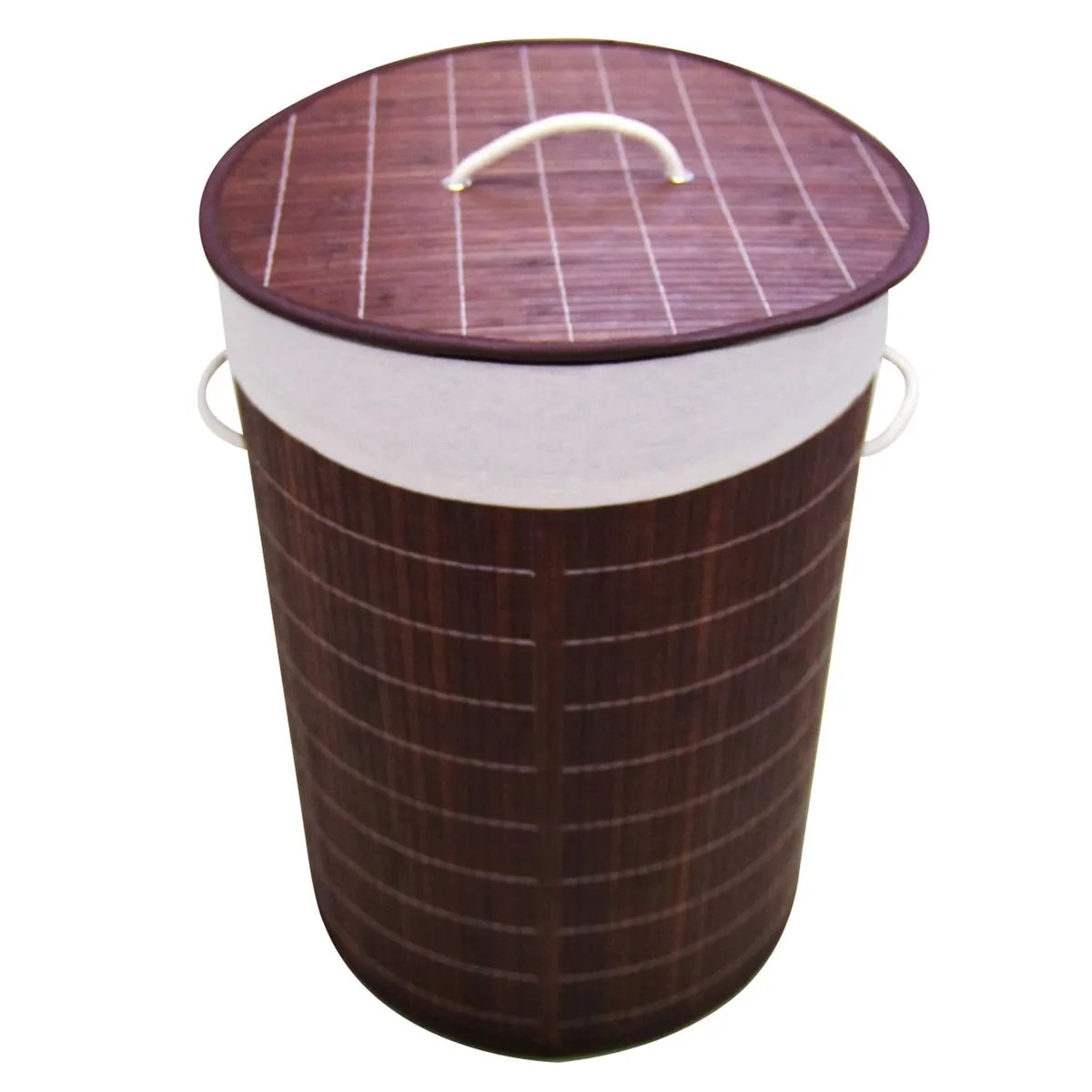 Just Home Collection - Cesto de ropa redondo bambu café