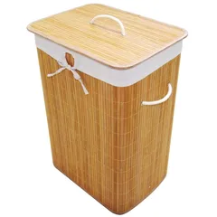 Cesto de ropa rectangular bambu natural