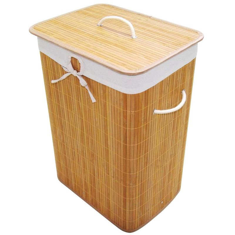 Just Home Collection - Cesto de ropa rectangular bambu natural